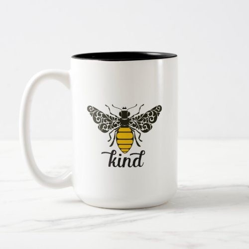 Bee Kind  Be Kind  Ornate Bee Two_Tone Coffee Mug