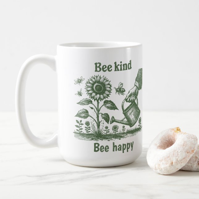 Bee Kind Bee Happy for Environmental educators Coffee Mug (With Donut)