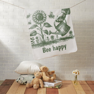 Bee Kind Bee Happy  Sunflower Gardening Teacher  Baby Blanket