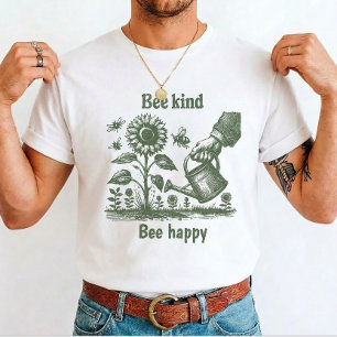 Bee Kind Bee Happy Vintage Sunflower Eco-Conscious T-Shirt