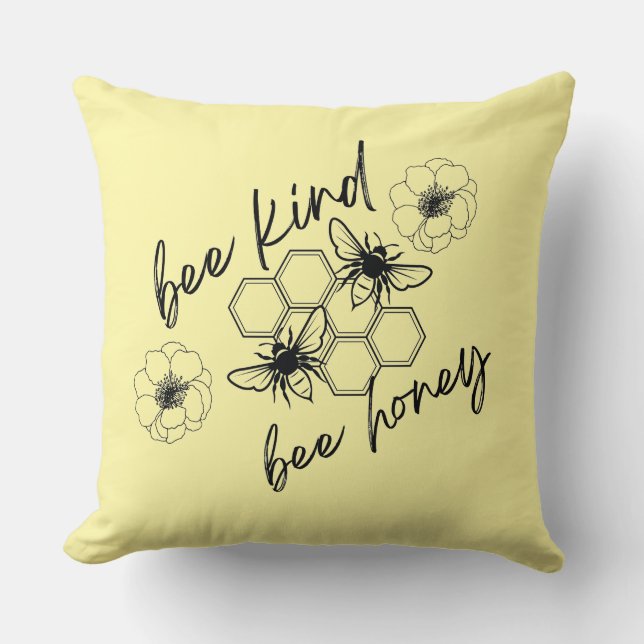 bee kind bee honey throw pillow (Front)