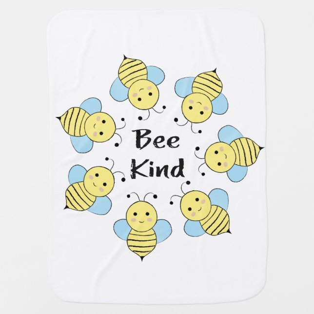 Bee Kind Bees Baby Blanket (Front)