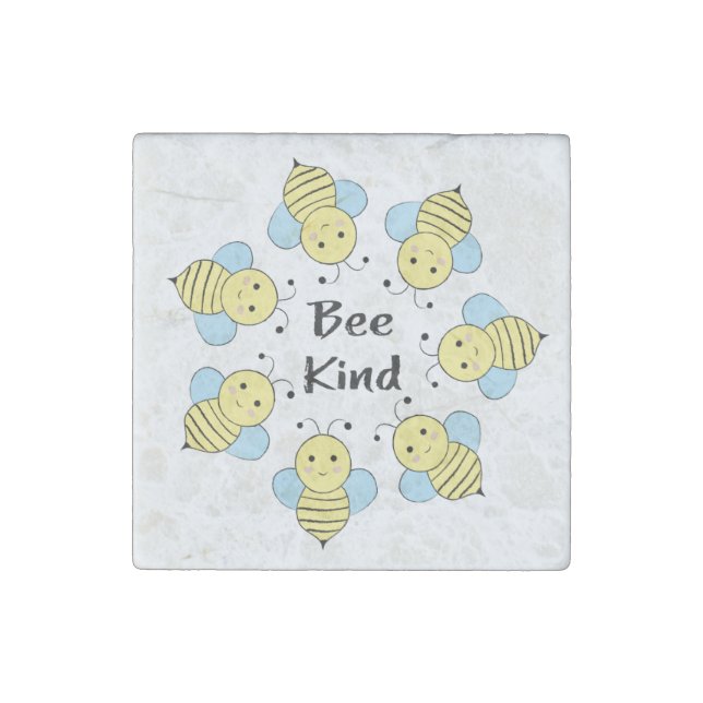 Bee Kind Bees Stone Magnet (Front)