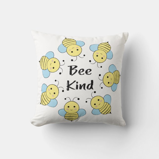 Bee Kind Bees Throw Pillow (Front)
