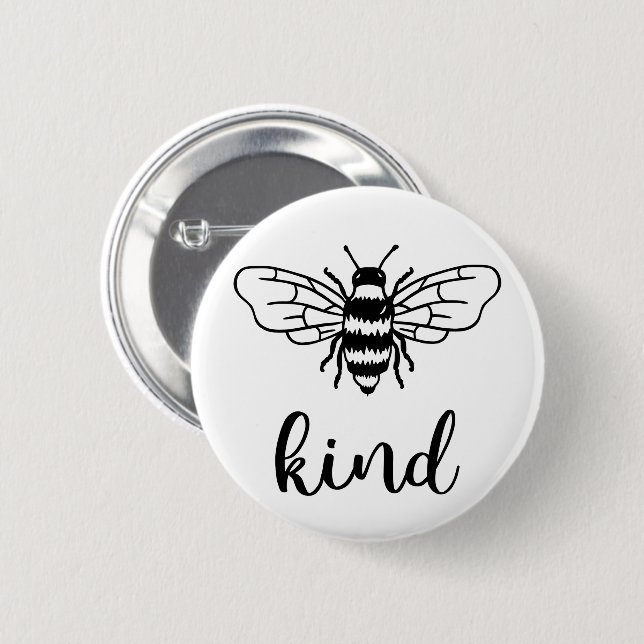 Bee Kind Black Button (Front & Back)