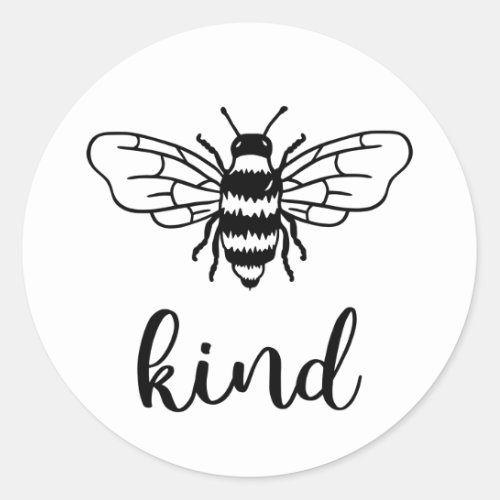 Bee Kind Black Classic Round Sticker