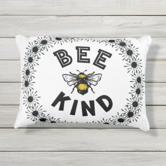 Bee Kind Bumble Bee Kindness Floral Design Outdoor Pillow