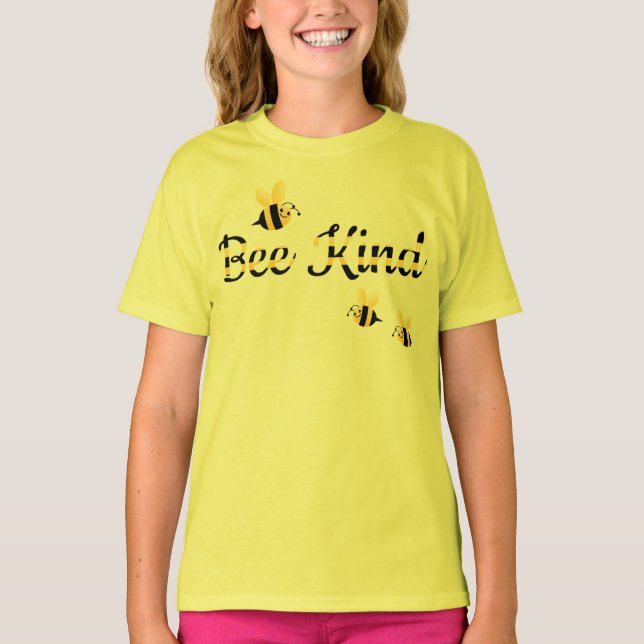 Bee Kind Bumblebee Boys and Girls T-Shirt (Front)