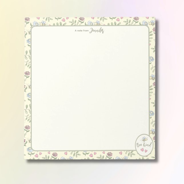 Bee Kind Bumblebee Personalized Notepad (Bee Kind Notepad - Add Your Name- Great Teacher Gift)