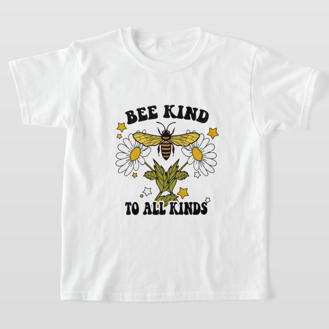 Bee Kind Buzzing with Style Yellow Bumble Bee T-Shirt (Laydown)