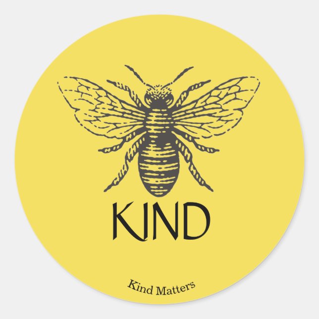 Bee kind classic round sticker (Front)