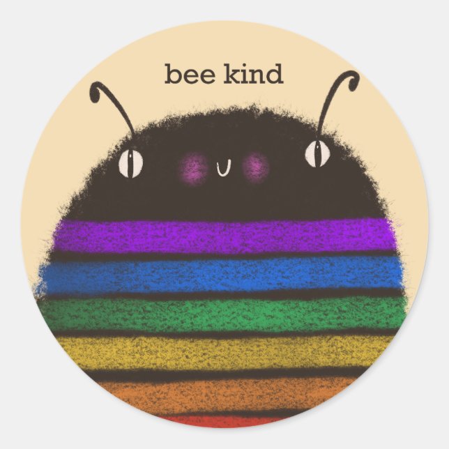 Bee kind classic round sticker (Front)