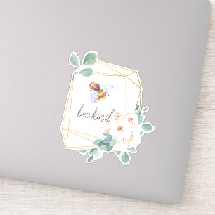 Bee Kind Cute Bumble Bee Watercolor Quote Sticker
