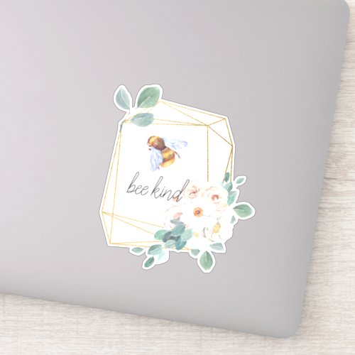 Bee Kind  Cute Bumble Bee Watercolor Quote Sticker