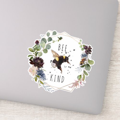 Bee Kind  Cute Bumble Bee Watercolor Quote Sticker