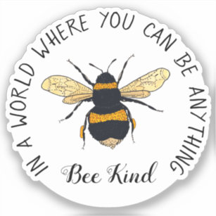 Bee Kind Bumblebee WATERPROOF Individual Sticker