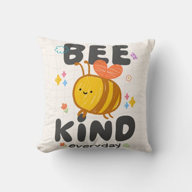 Bee Kind Everyday Throw Pillow (Front)