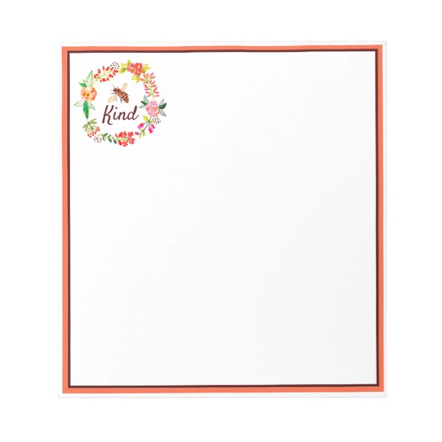 Bee kind floral   notepad (Front)