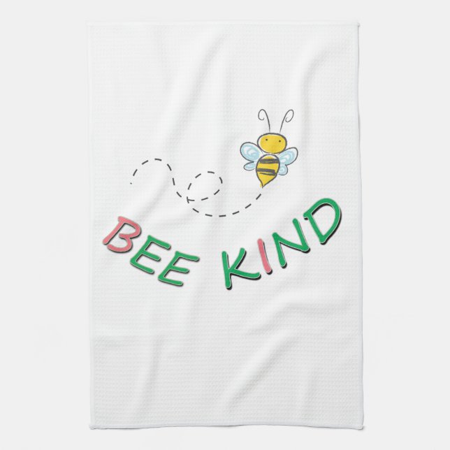 Bee Kind Funny Motivational Positive Quote Artwork Kitchen Towel (Vertical)