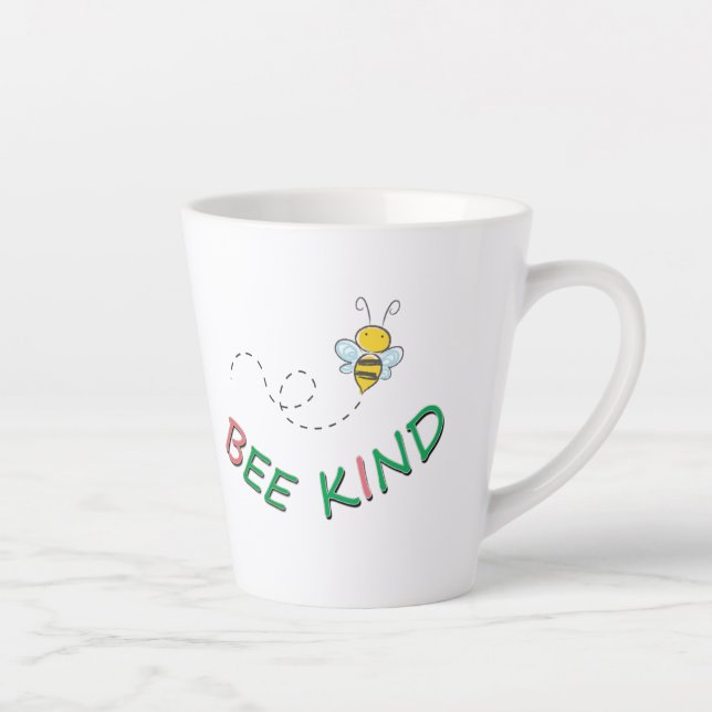 Bee Kind Funny Motivational Positive Quote Artwork Latte Mug (Right)
