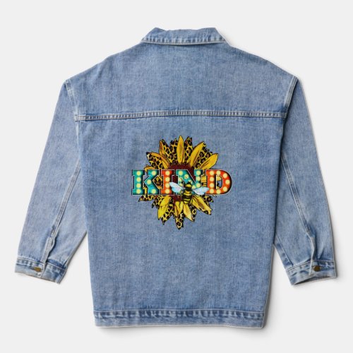 Bee Kind Funny Women Cute Flower Be Kind Blessed   Denim Jacket