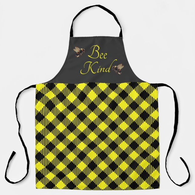 "Bee Kind"  Gingham Apron (Front)