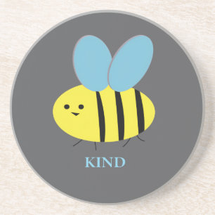 Bee Kind Grey Blue Coaster