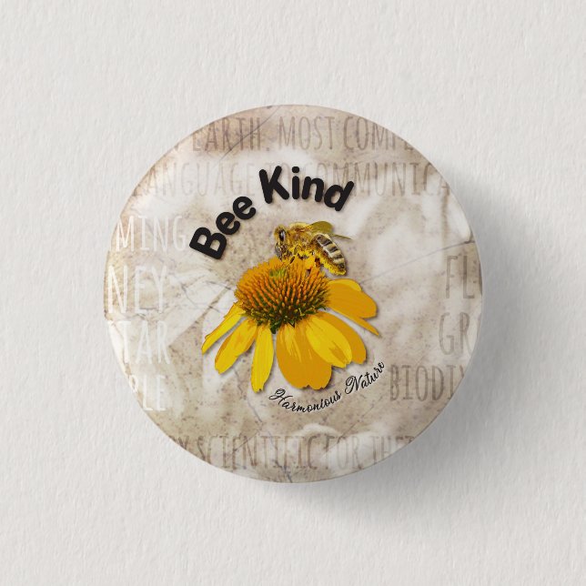 Bee Kind - Harmonious Nature  Button (Front)