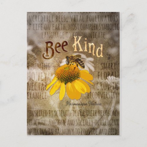 Bee Kind _ Harmonious Nature Canvas Print Postcard