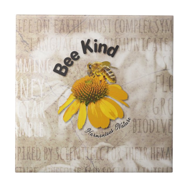 Bee Kind - Harmonious Nature  Ceramic Tile (Front)