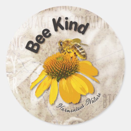 Bee Kind _ Harmonious Nature Classic Round Sticker