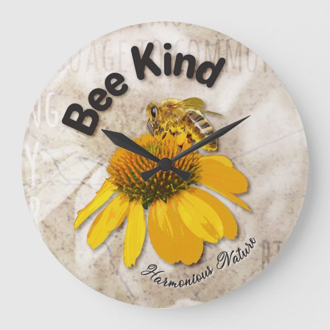 Bee Kind - Harmonious Nature  Large Clock (Front)