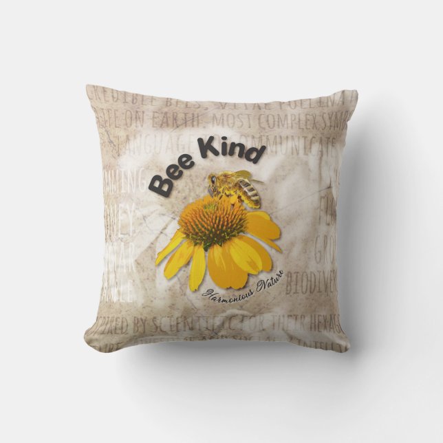 Bee Kind - Harmonious Nature  Throw Pillow (Front)