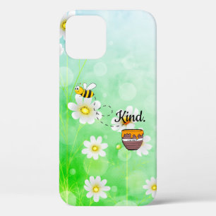 Bee Kind Honey Floral Cute Bee Positive Quote iPhone 12 Pro Case