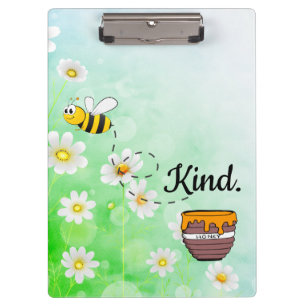 Bee Kind Honey Floral Cute Bee Positive Quote Clipboard