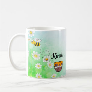 Bee Kind Honey Floral Cute Bee Positive Quote Coffee Mug