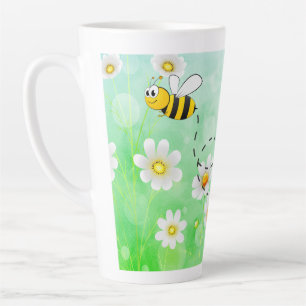 Bee Kind Honey Floral Cute Bee Positive Quote Latte Mug