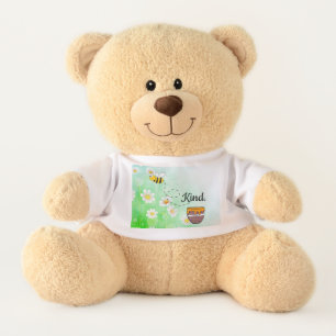 Bee Kind Honey Floral Cute Bee Positive Quote Teddy Bear
