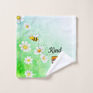 Bee Kind Honey Floral Cute Bee Positive Quote Wash Cloth