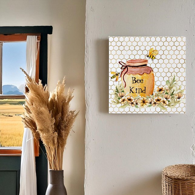 Bee kind honey pot  faux canvas print (Creator Uploaded)