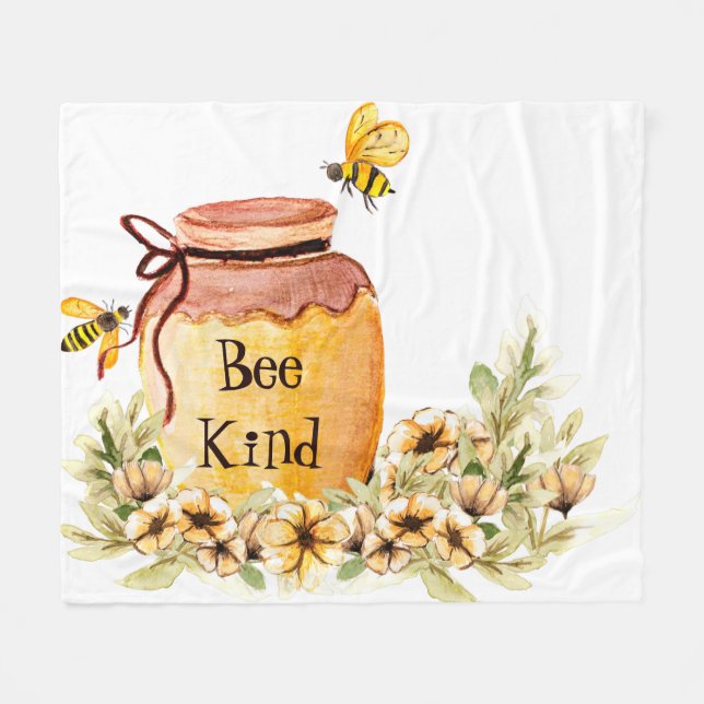 Bee kind honey pot  fleece blanket (Front (Horizontal))