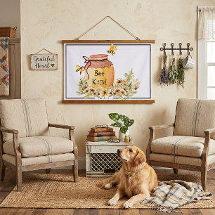 Bee kind honey pot hanging tapestry