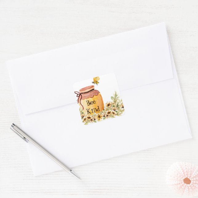 Bee kind honey pot  square sticker (Envelope)