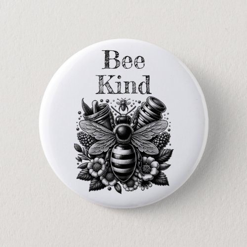 Bee Kind  Honeybee Honey and Flowers Quote Button
