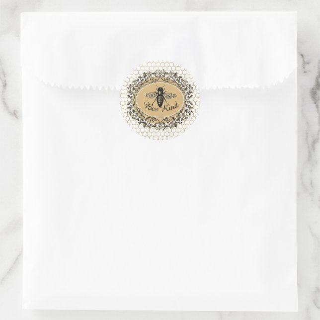 Bee kind honeycomb classic round sticker (Bag)
