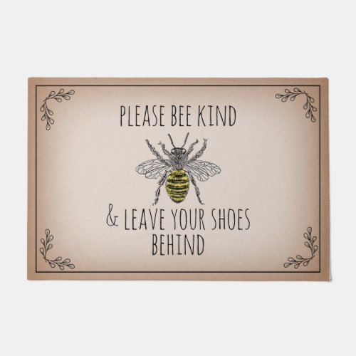 Bee Kind Leave Shoes Behind Doormat