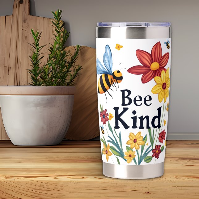 Bee Kind Motivation Typography Insulated Tumbler (Creator Uploaded)