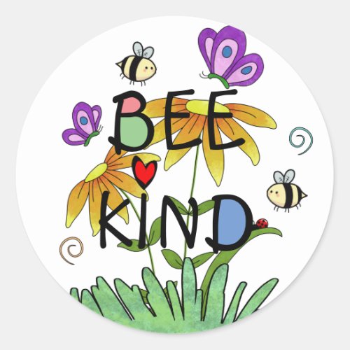 Bee Kind Nature Classic Round Sticker