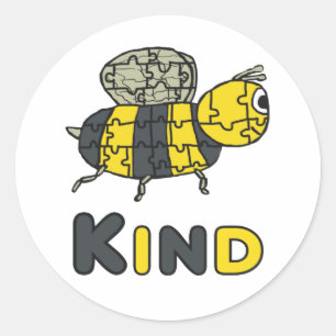 Bee Kind Puzzle Classic Round Sticker