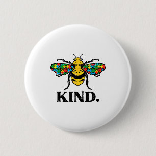 Bee Kind Puzzle Cute Autism Awareness Acceptance A Button